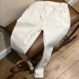 7 For All Mankind Women's White Stretch 90% Cotton 7% Polyester 3% Spandex Jeans